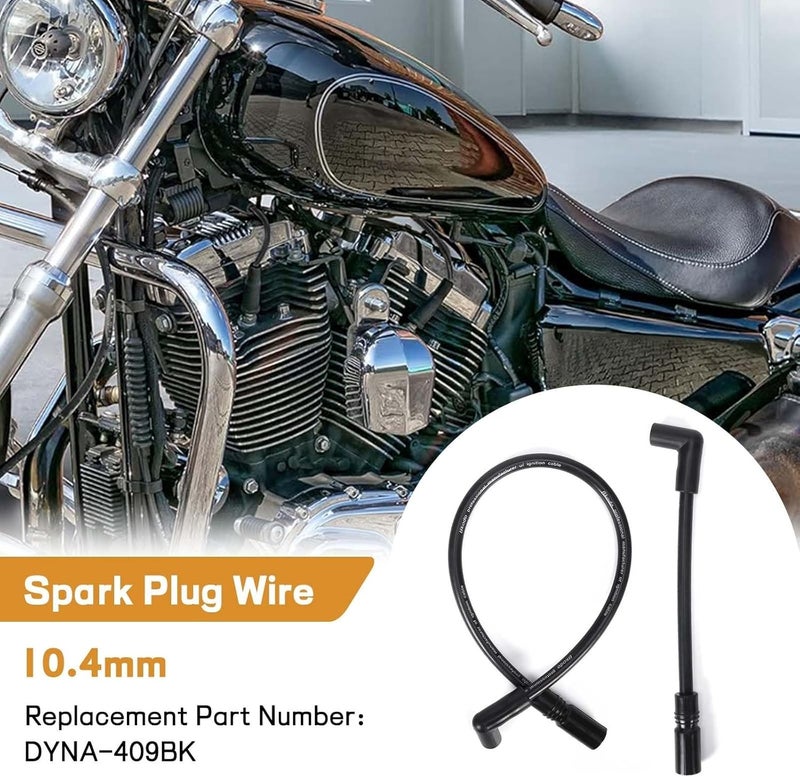 Atesilor 10.4mm Spark Plug Wires Ignition Coil Wires Compatible with Harley-Davidson Big Twin Dyna Super Glide/Wide Glide/Low Rider 2000-2017 & Softail Springer/Slim/Deluxe/Deuce 1999-2017 - Image 2